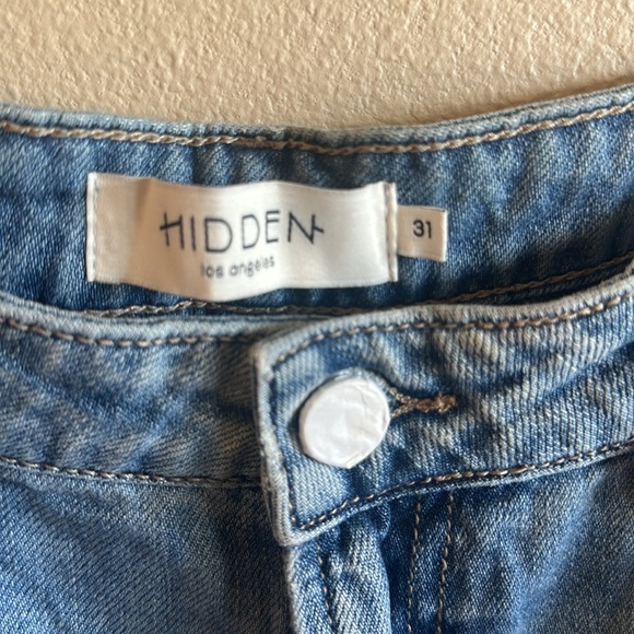 Hidden Khalia Wide Leg Jean Medium Wash Destroyed Knee Womens Size 31 - Picture 9 of 15